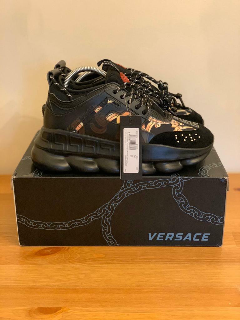 versace trainers black and gold